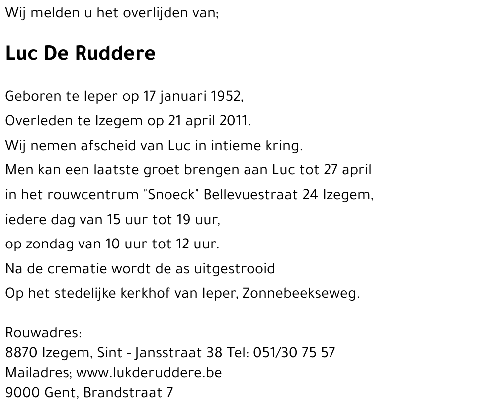 Luc DE RUDDERE