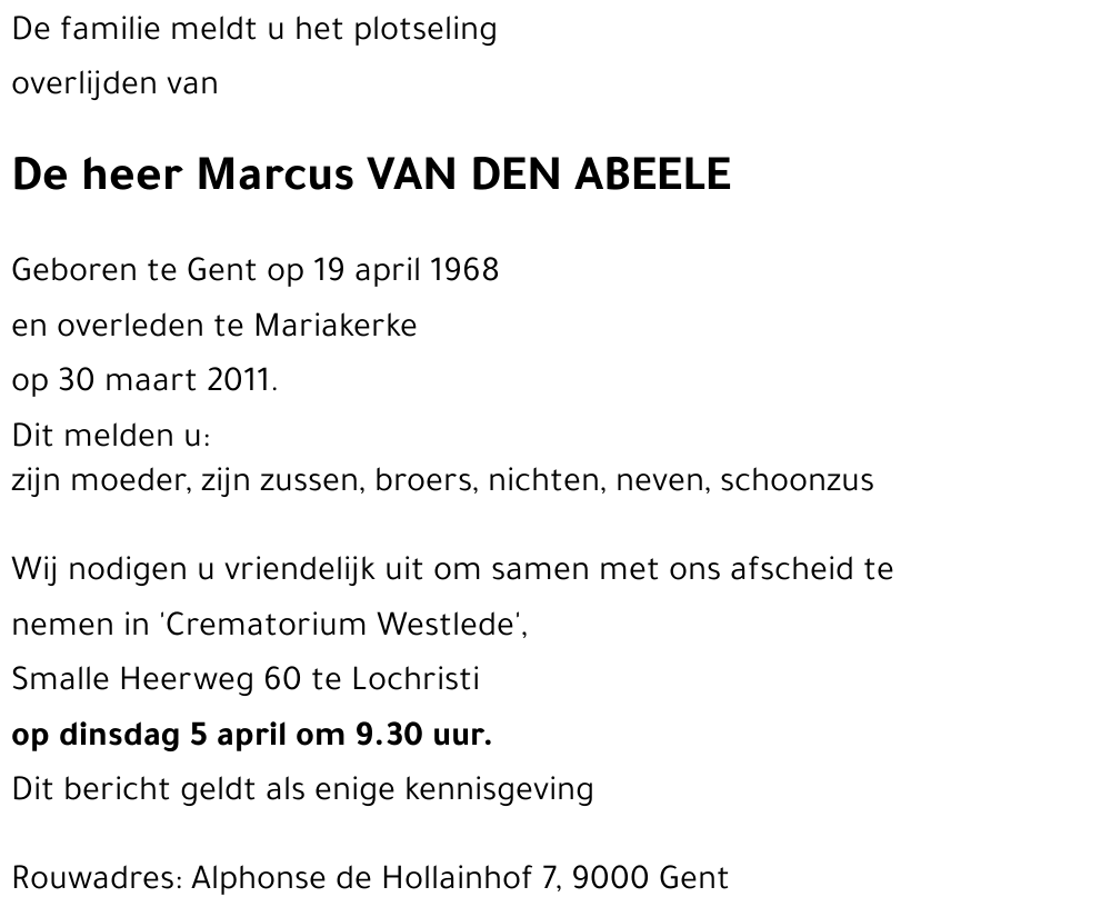 Marcus VAN DEN ABEELE