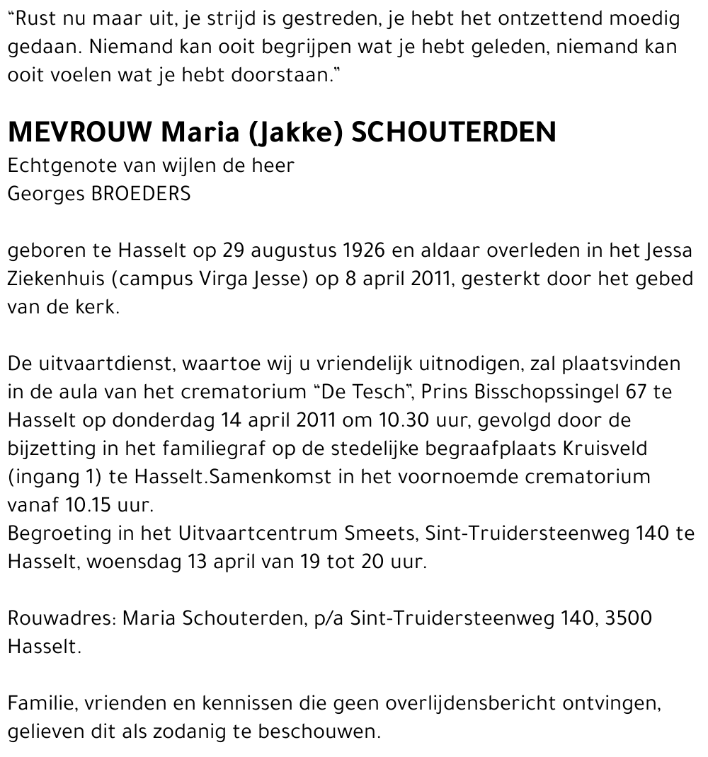Maria (Jakke) Schouterden