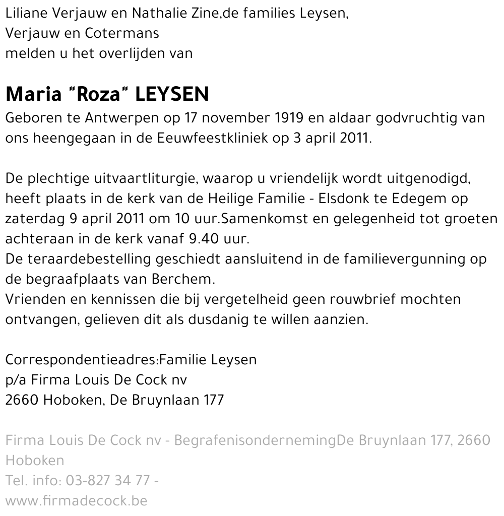Maria Roza Leysen