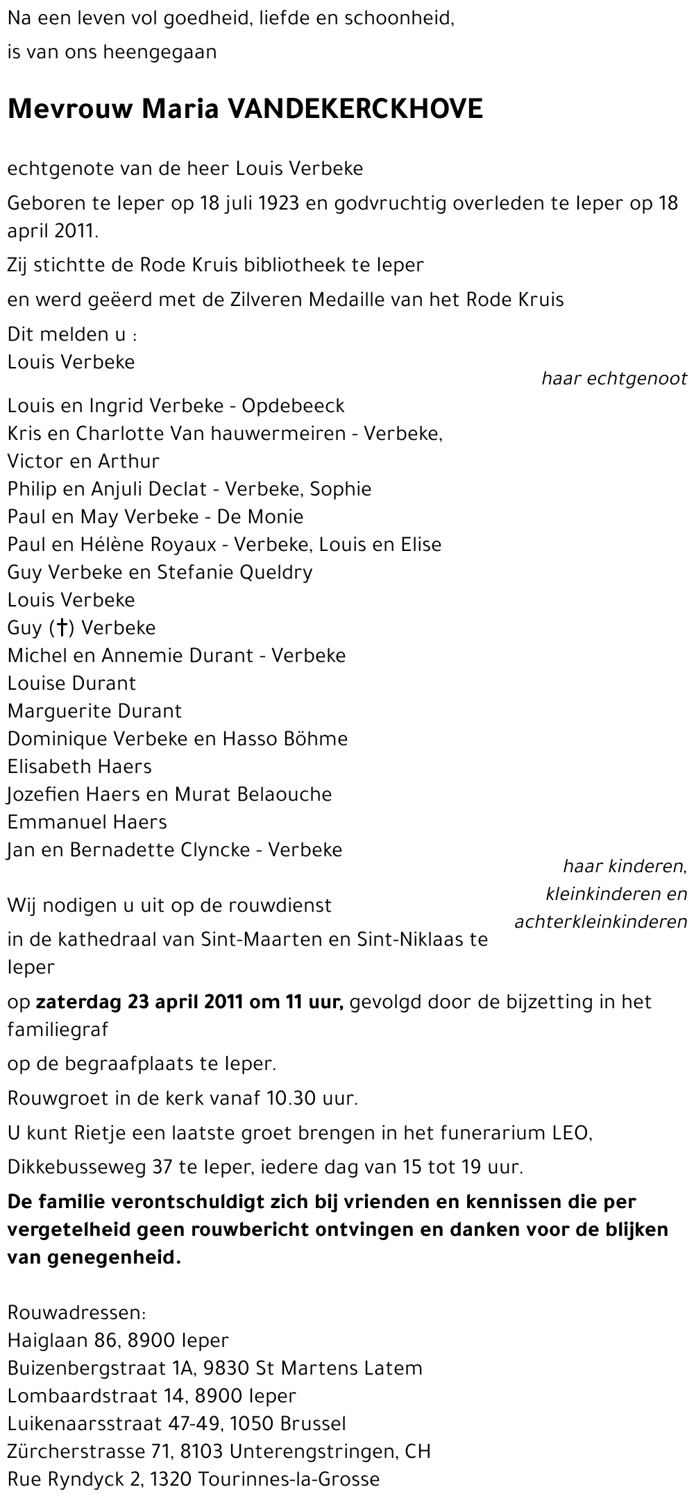 Maria VANDEKERCKHOVE