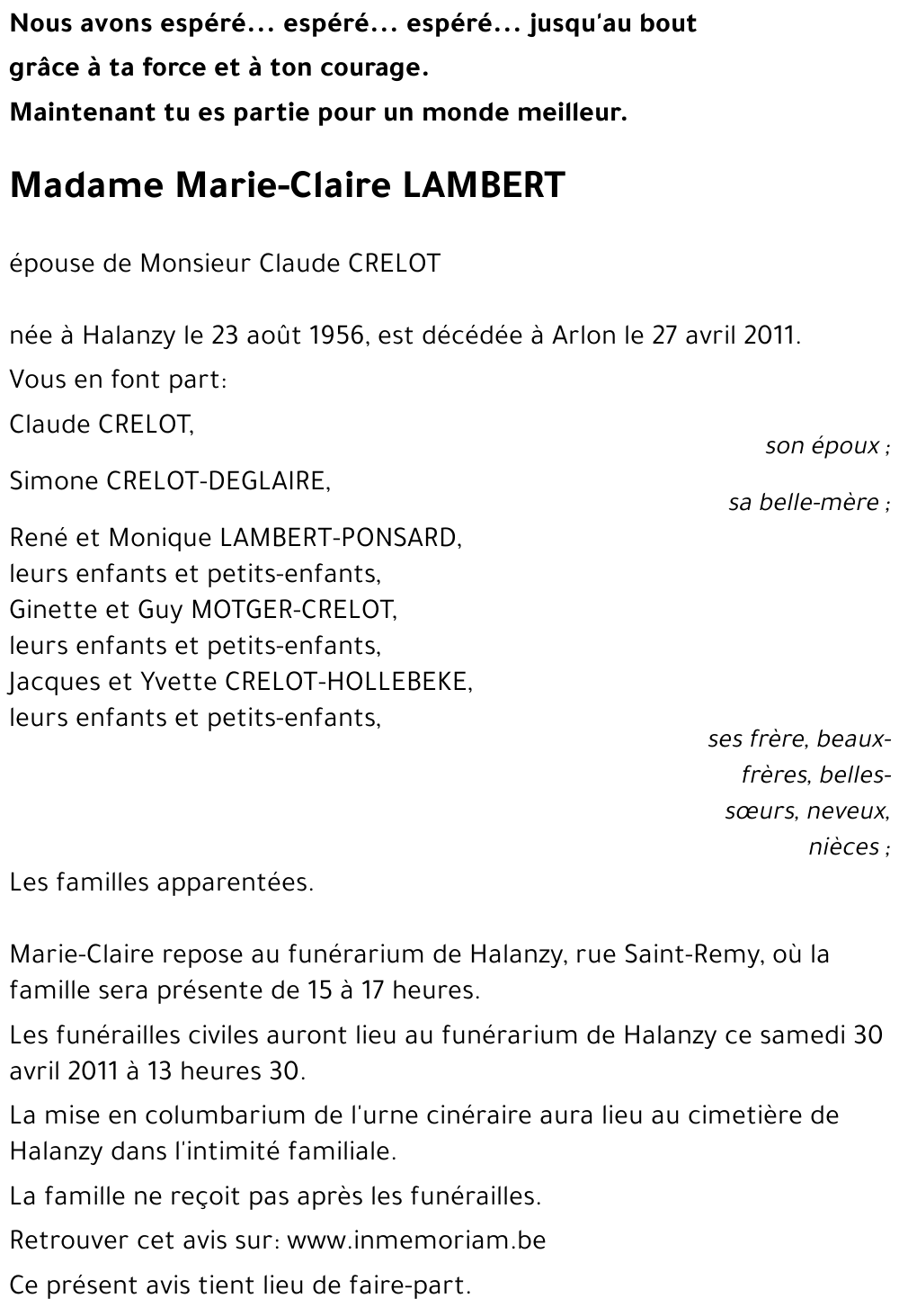 Marie-Claire LAMBERT