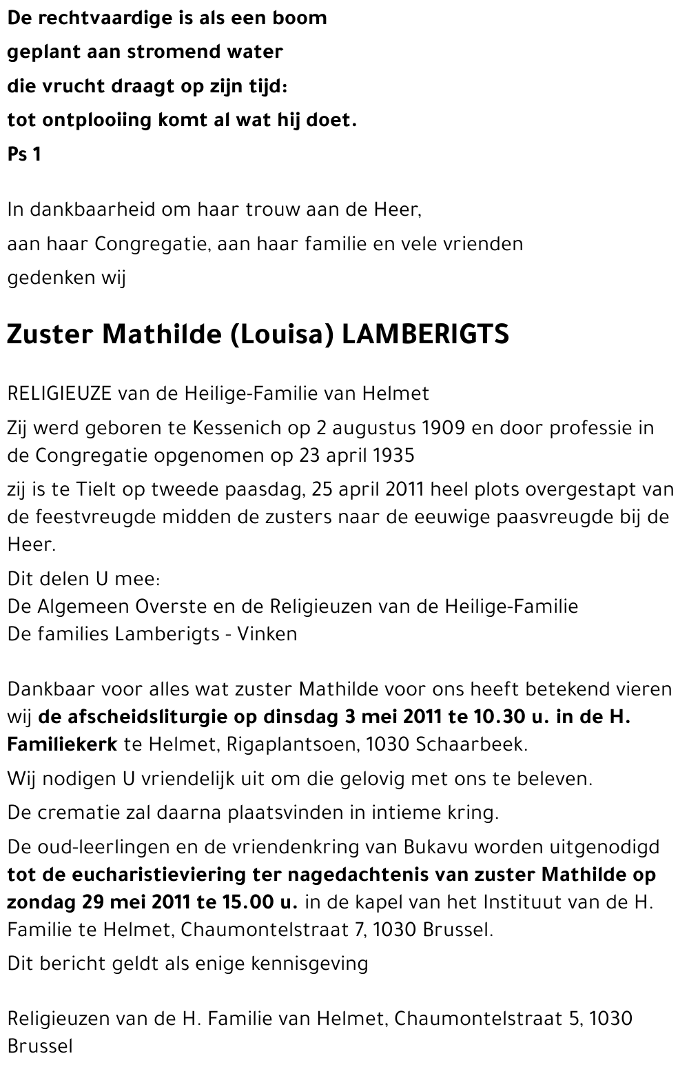 Mathilde (Louisa) LAMBERIGTS