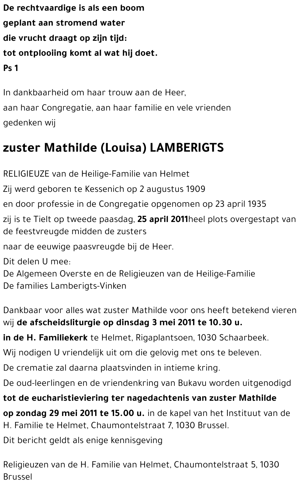 Mathilde (Louisa) LAMBERIGTS