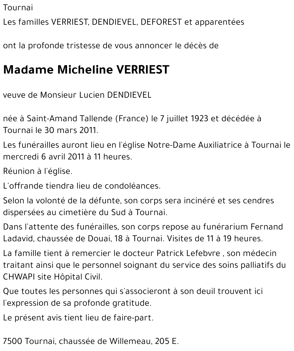 Micheline VERRIEST