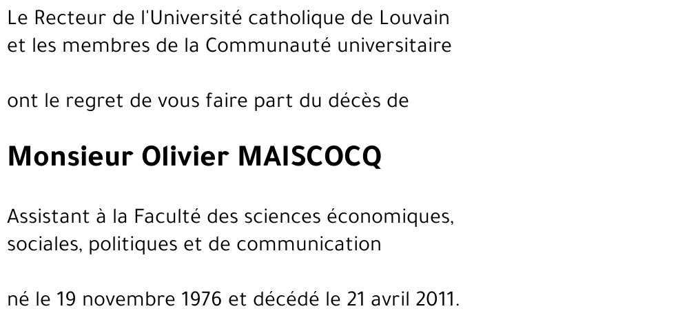 Olivier MAISCOCQ
