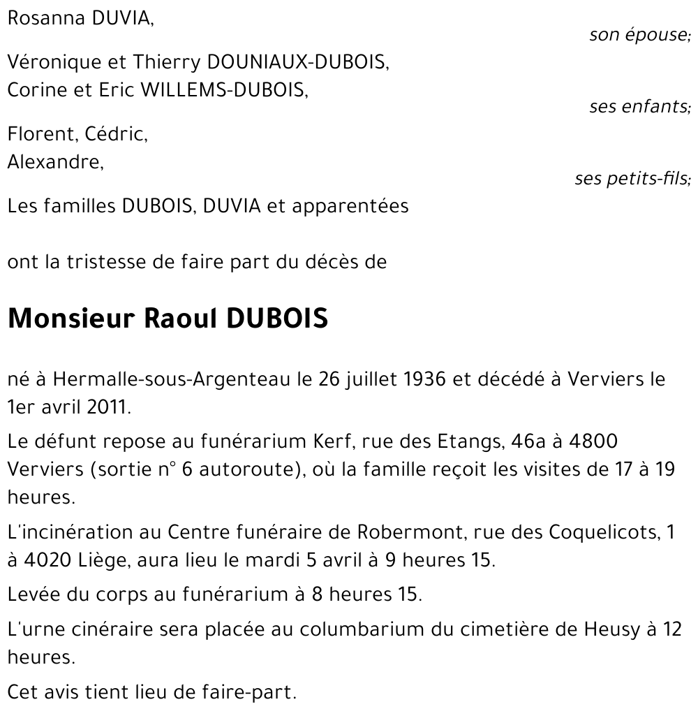Raoul DUBOIS