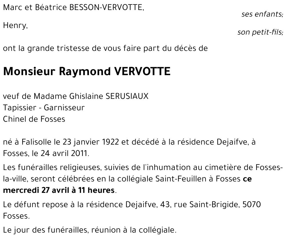 Raymond VERVOTTE