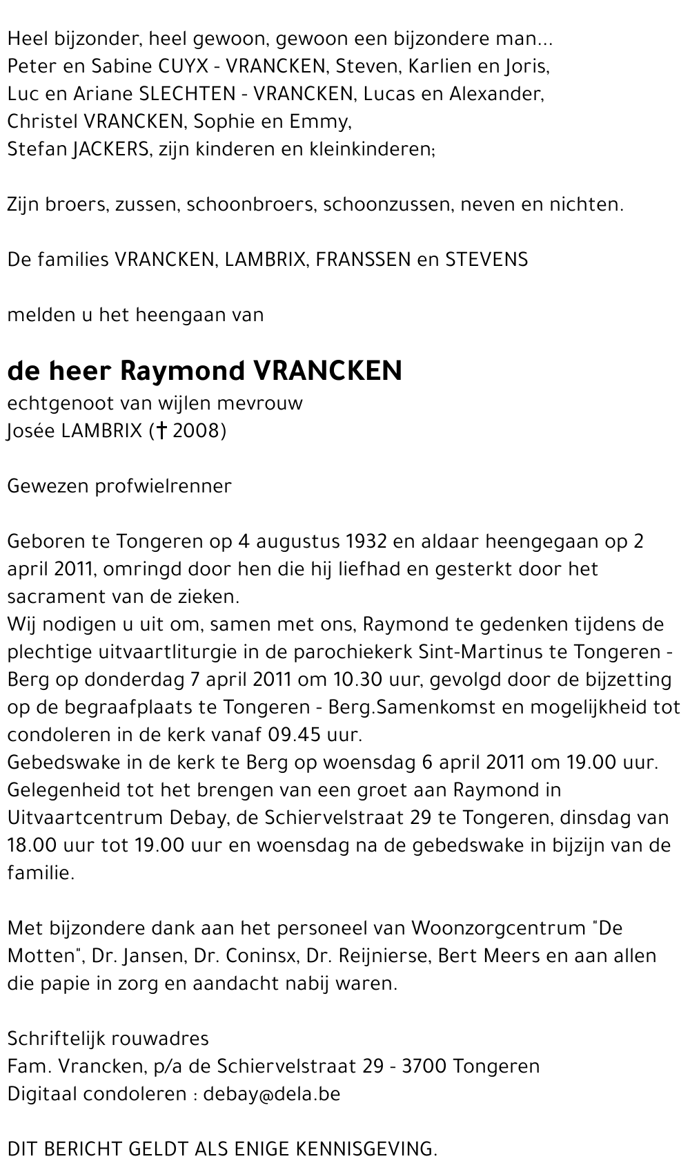 Raymond VRANCKEN