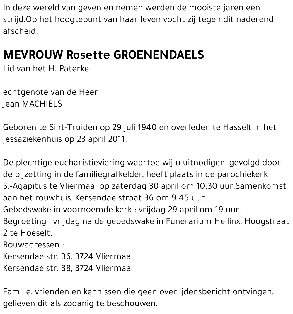 Rosette GROENENDAELS