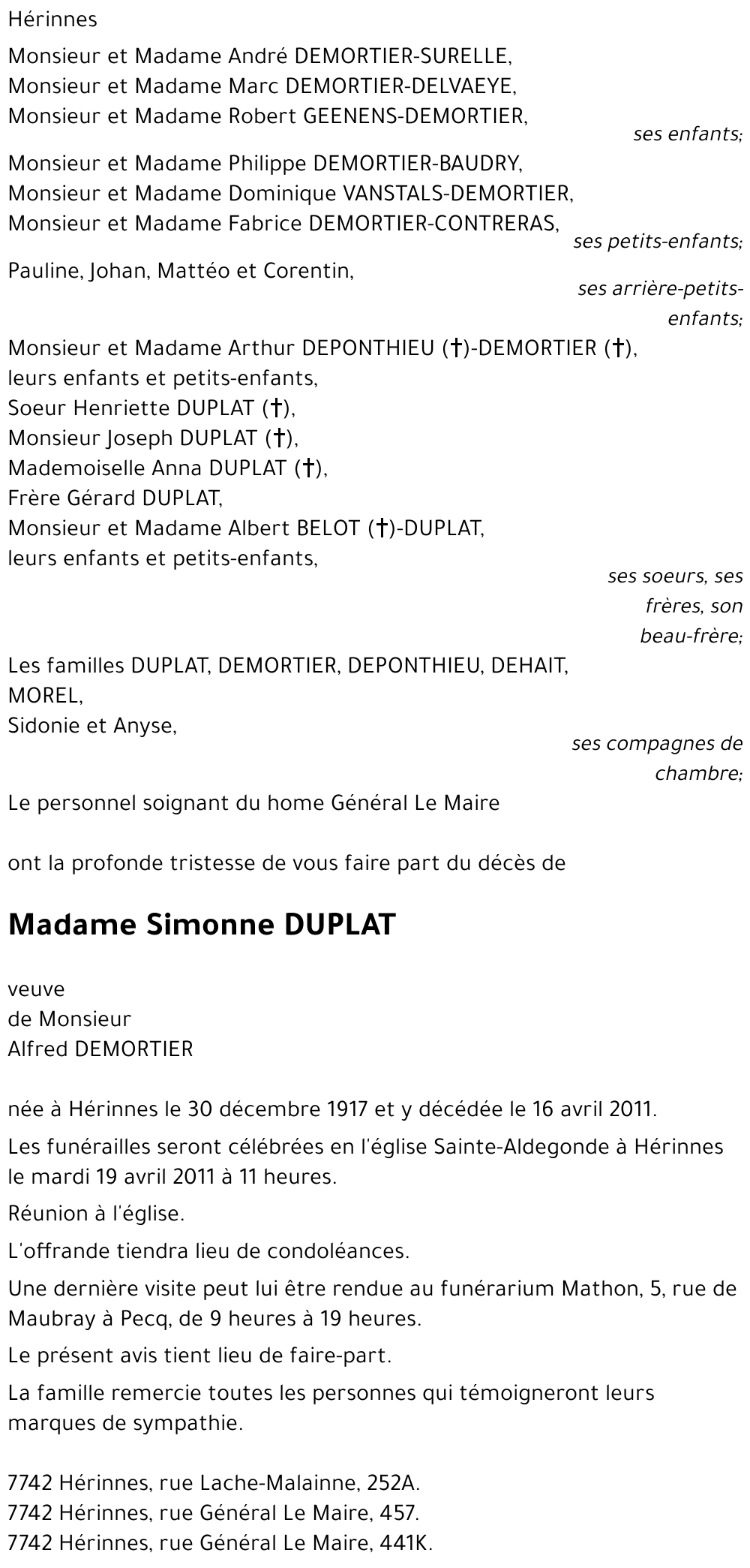 Simonne DUPLAT