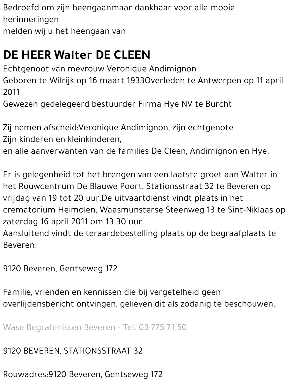 Walter De Cleen