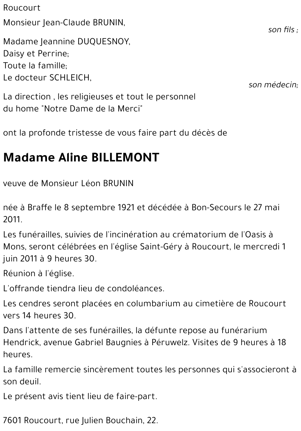 Aline BILLEMONT