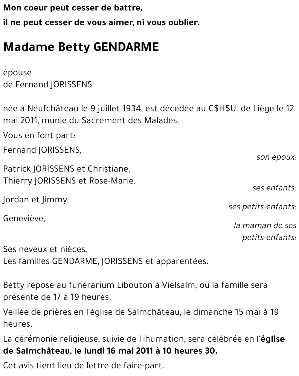 Betty GENDARME