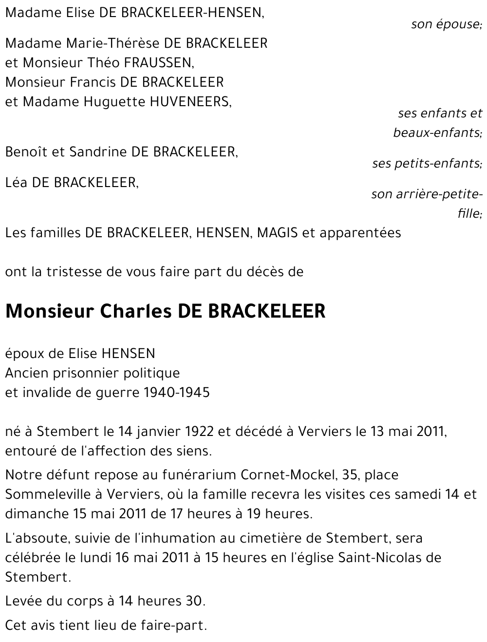 Charles DE BRACKELEER