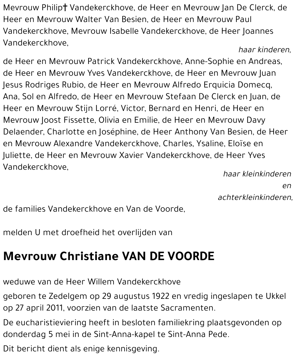 Christiane VAN DE VOORDE