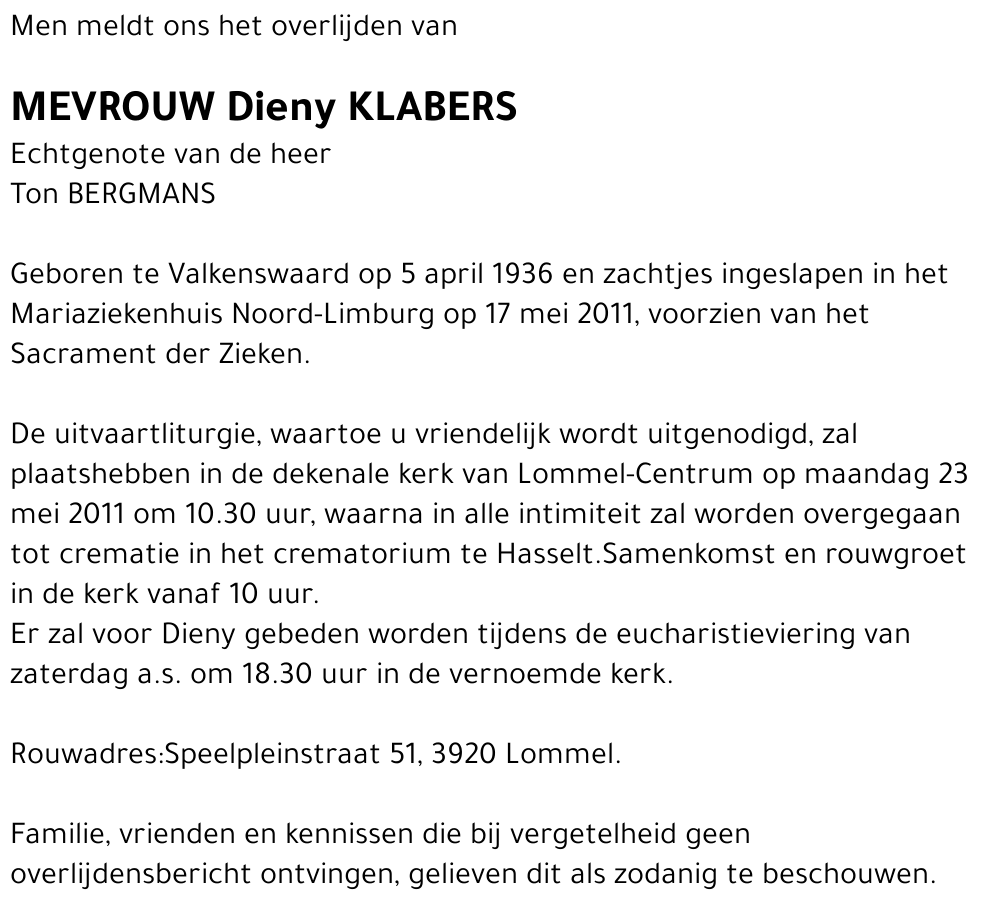 Dieny Klabers