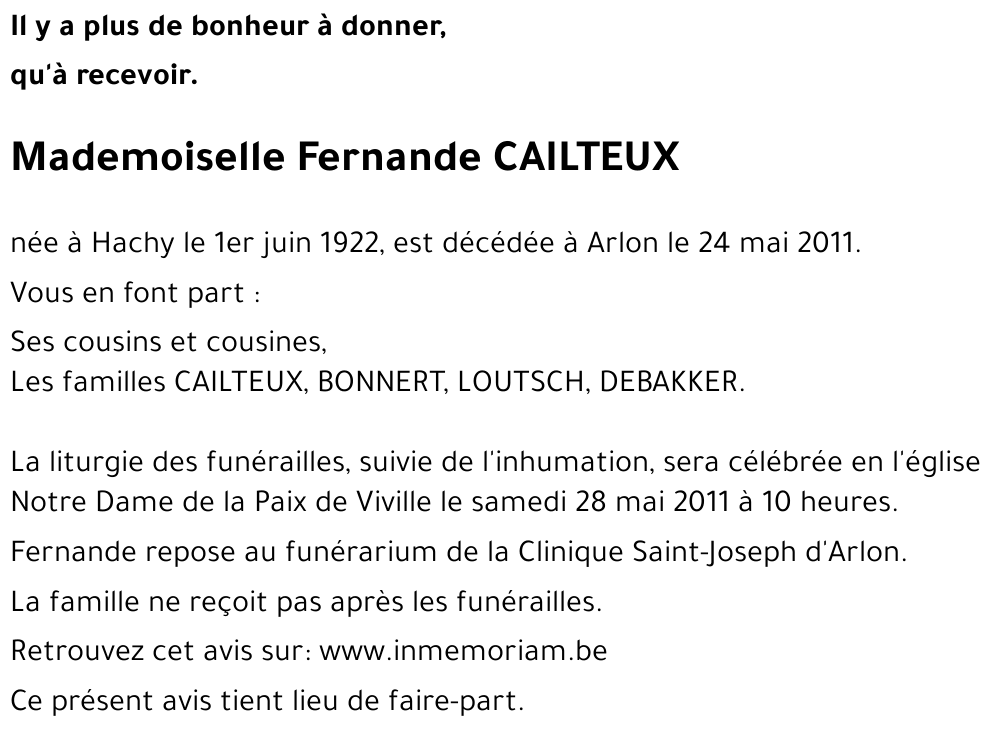 Fernande CAILTEUX