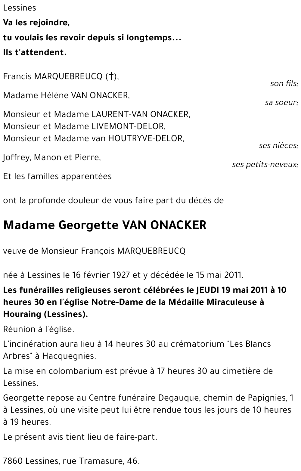 Georgette VAN ONACKER