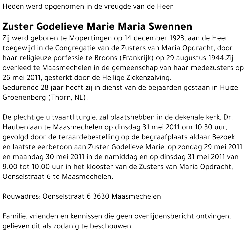 Godelieve Marie Swennen