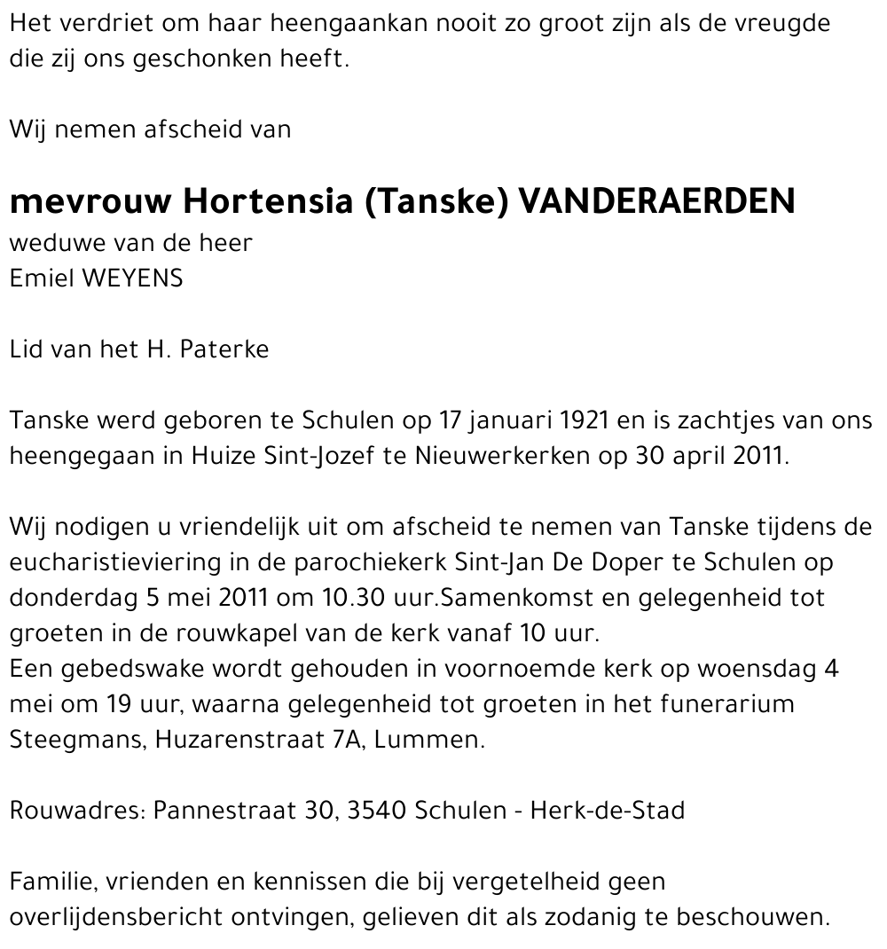 Hortensia (Tanske) Vanderaerden