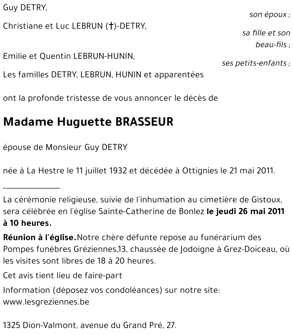 Huguette BRASSEUR