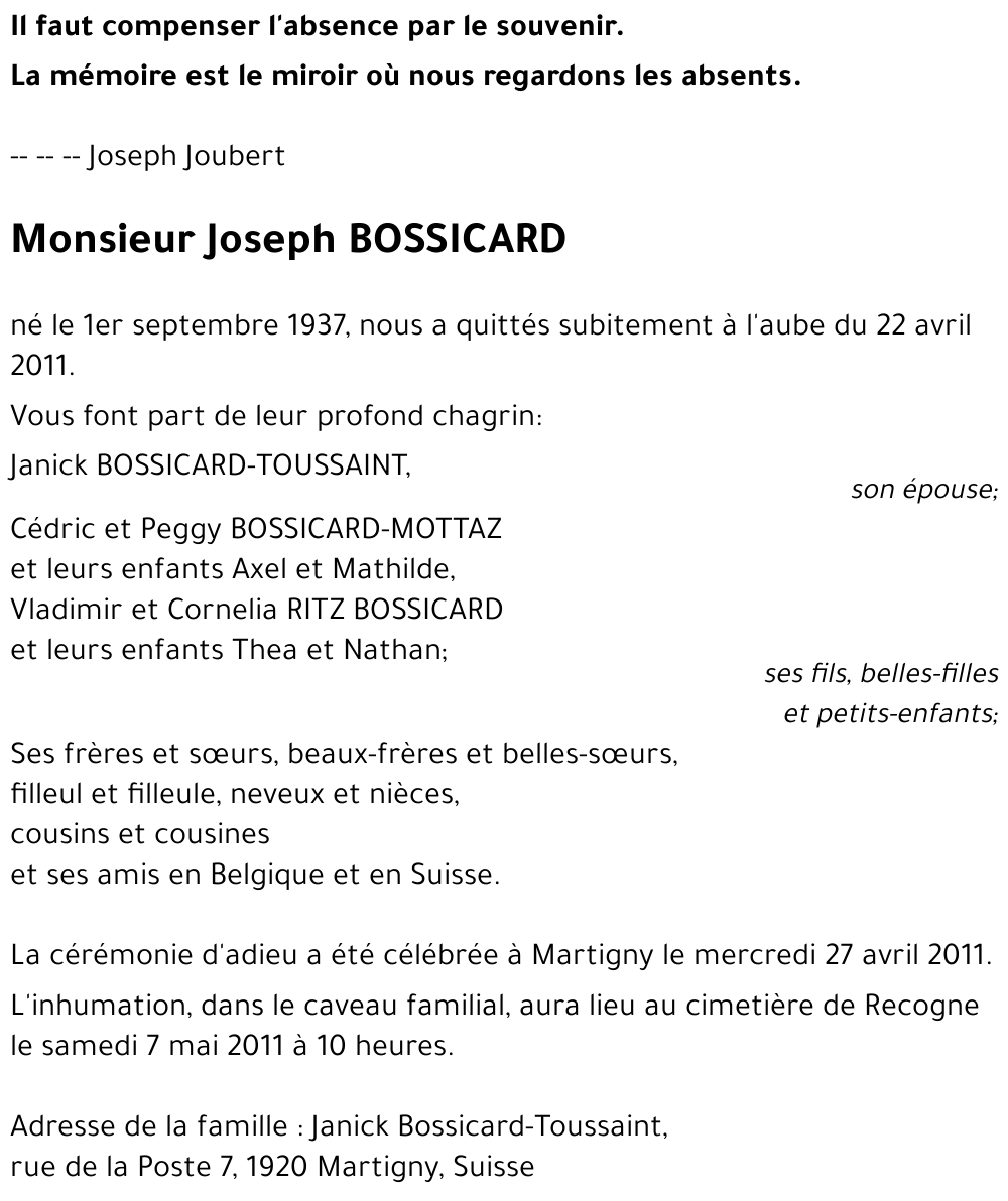 Joseph BOSSICARD