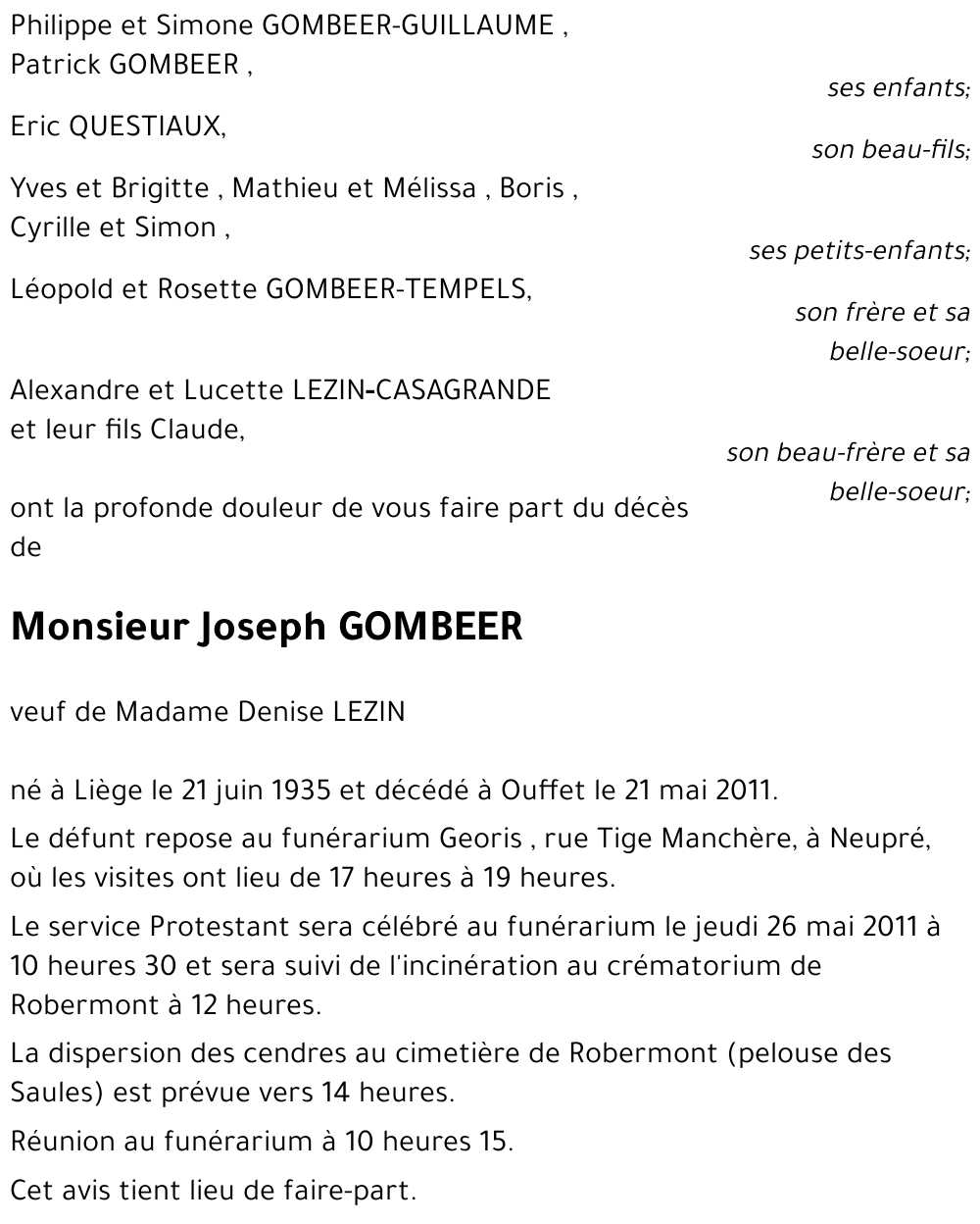 Joseph GOMBEER