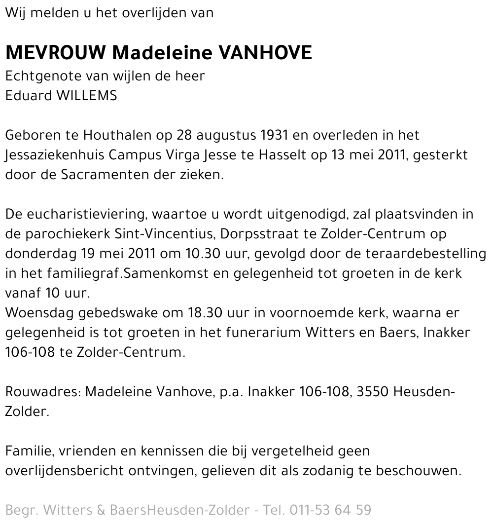 Madeleine Vanhove