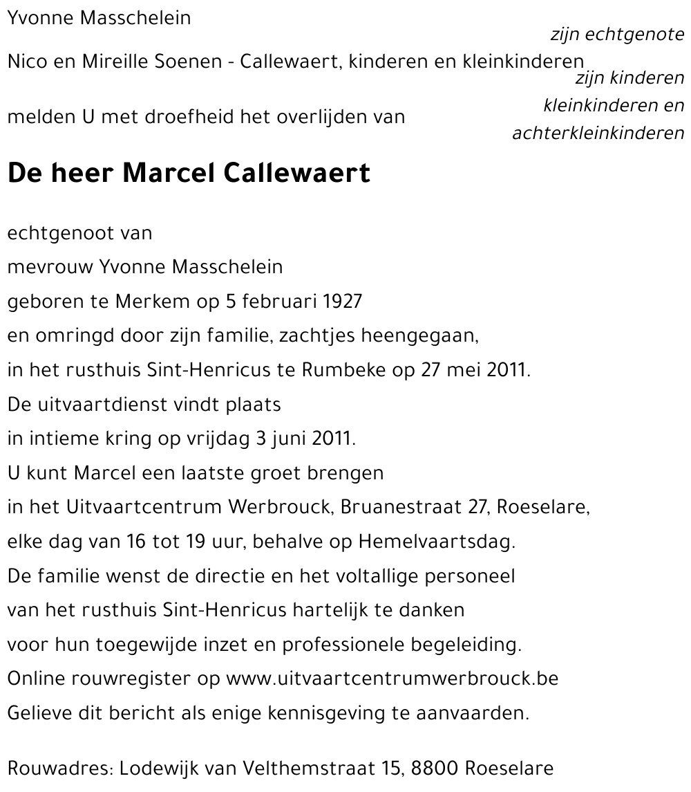 Marcel CALLEWAERT