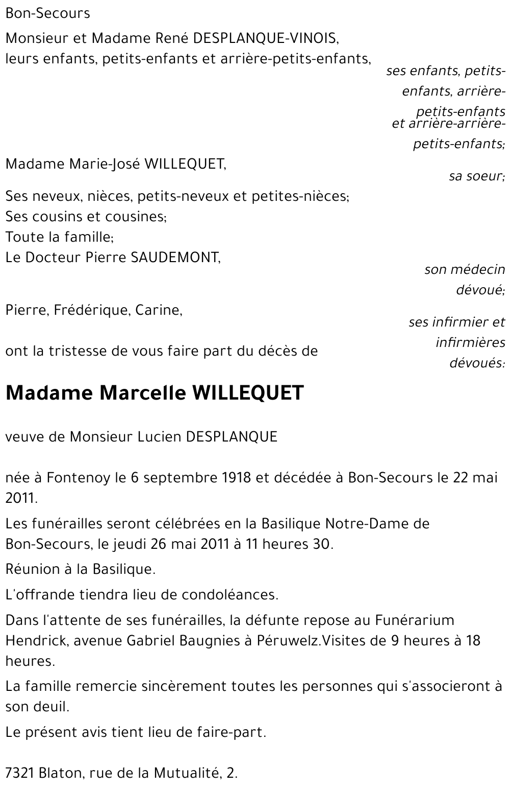 Marcelle WILLEQUET