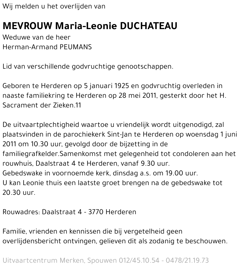 Maria-Leonie DUCHATEAU