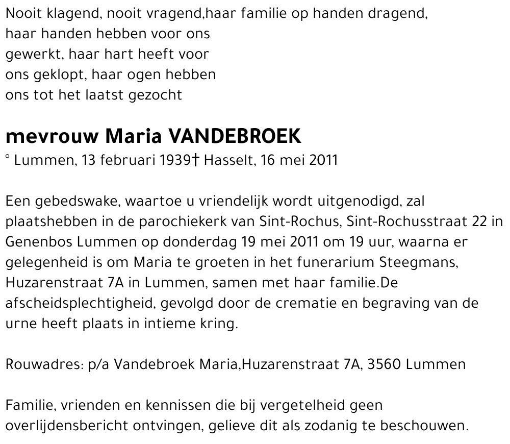 Maria VANDEBROEK