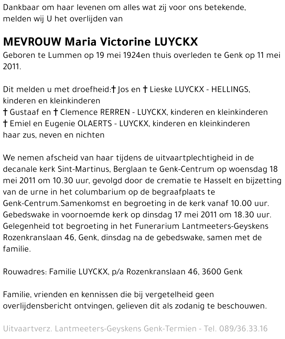 Maria Victorine LUYCKX