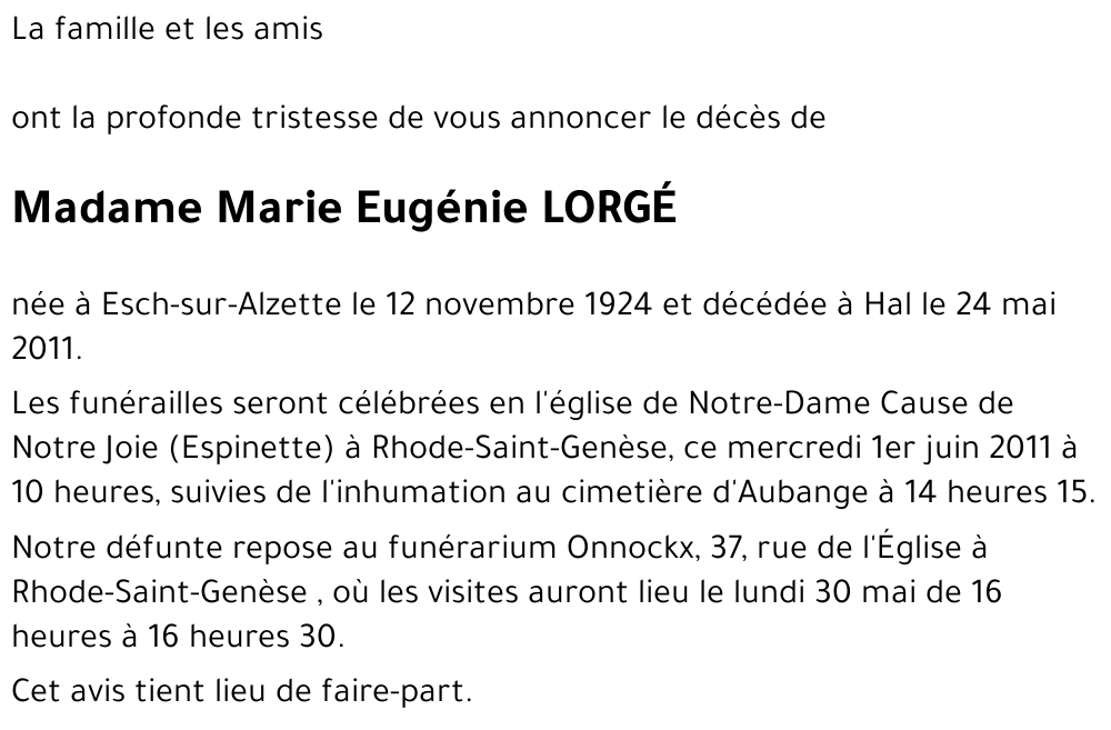 Marie Eugénie LORGé