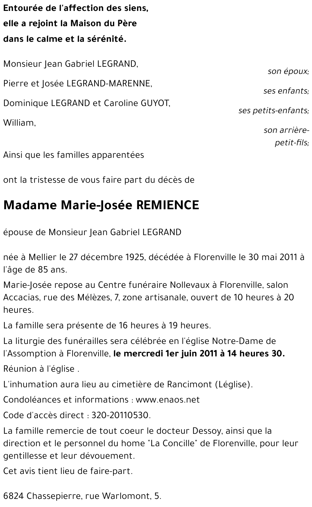 Marie-José REMIENCE