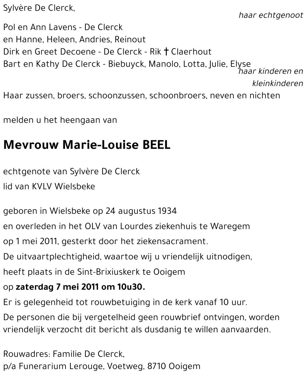 Marie-Louise BEEL