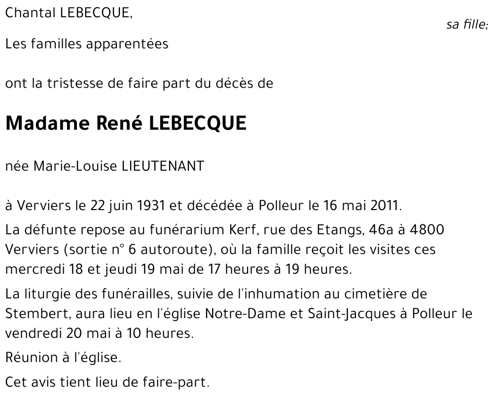 Marie-Louise LIEUTENANT