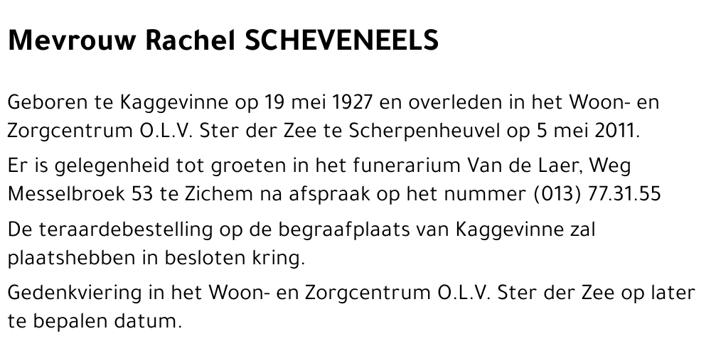 Rachel SCHEVENEELS