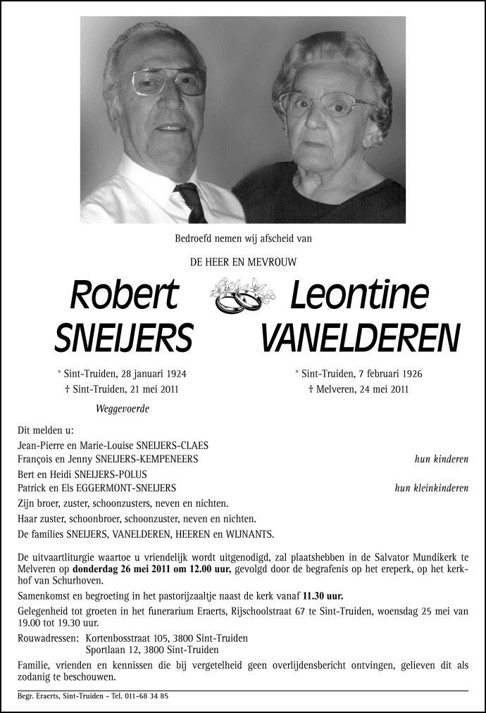 Robert en Leontine Sneijers-Vanelderen