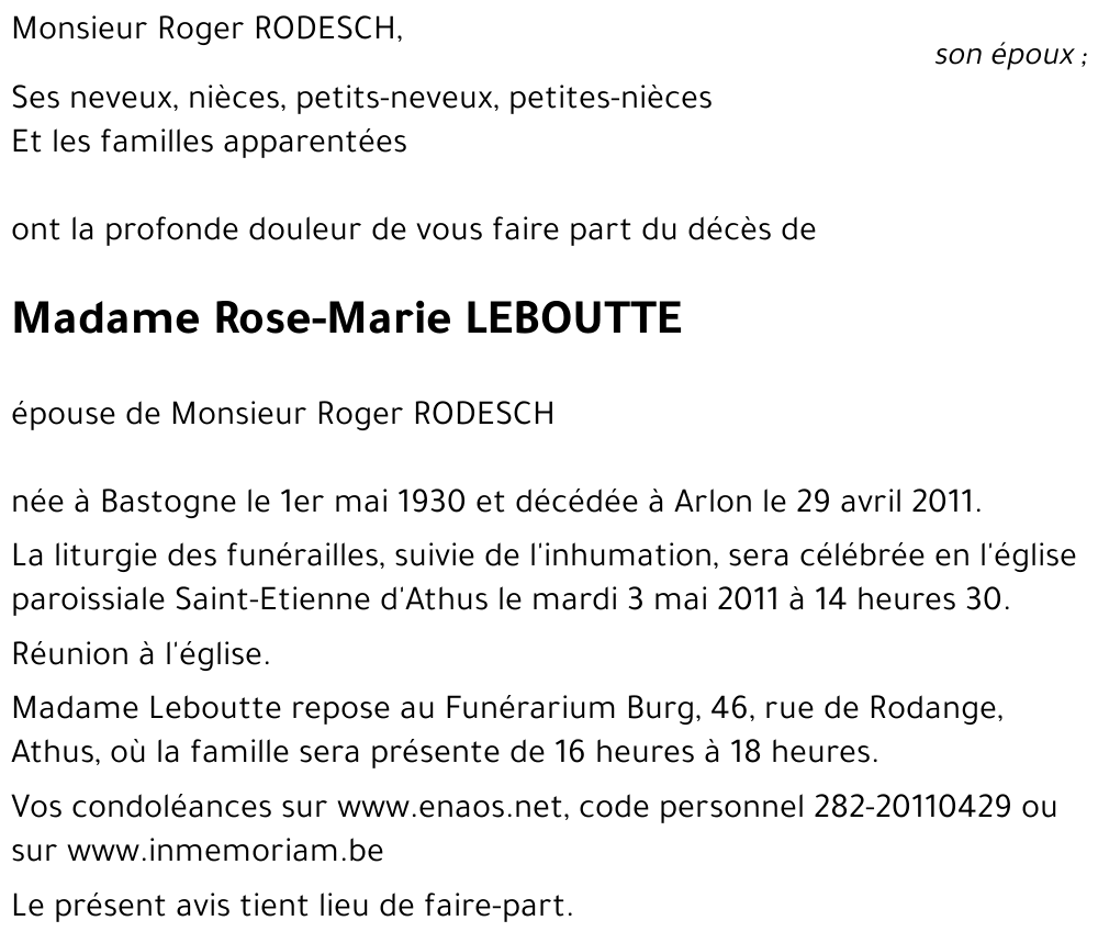 Rose-Marie LEBOUTTE
