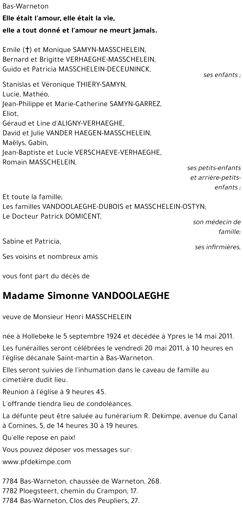 Simonne VANDOOLAEGHE