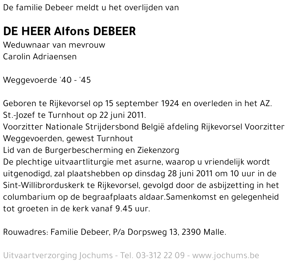 Alfons Debeer