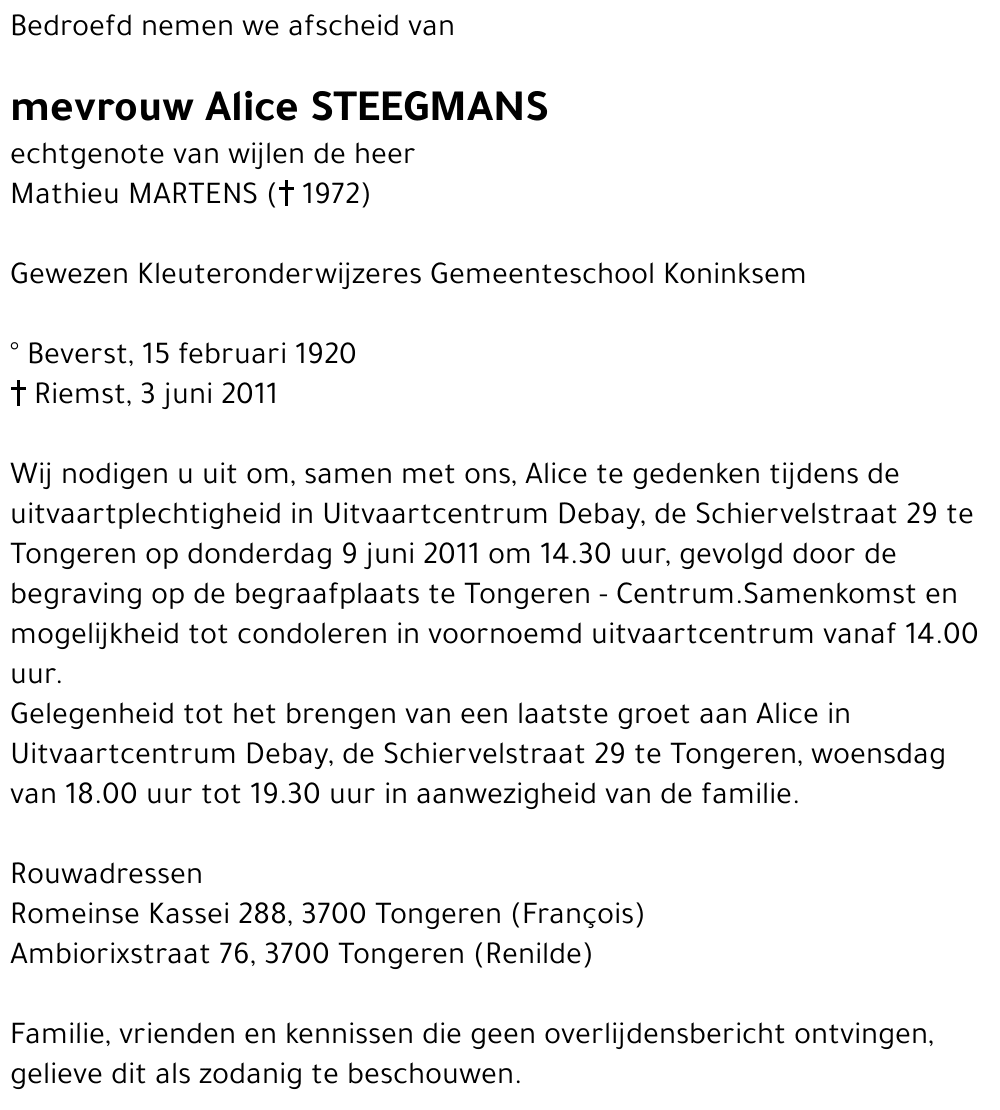 Alice STEEGMANS