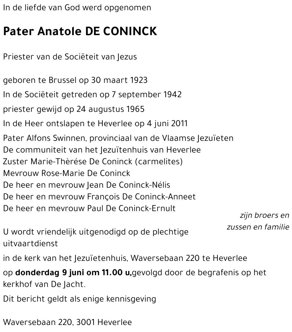 Anatole DE CONINCK