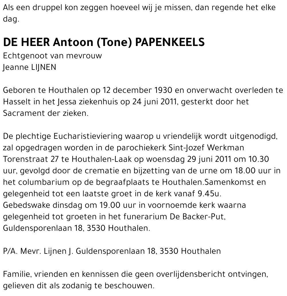 Antoon PAPENKEELS