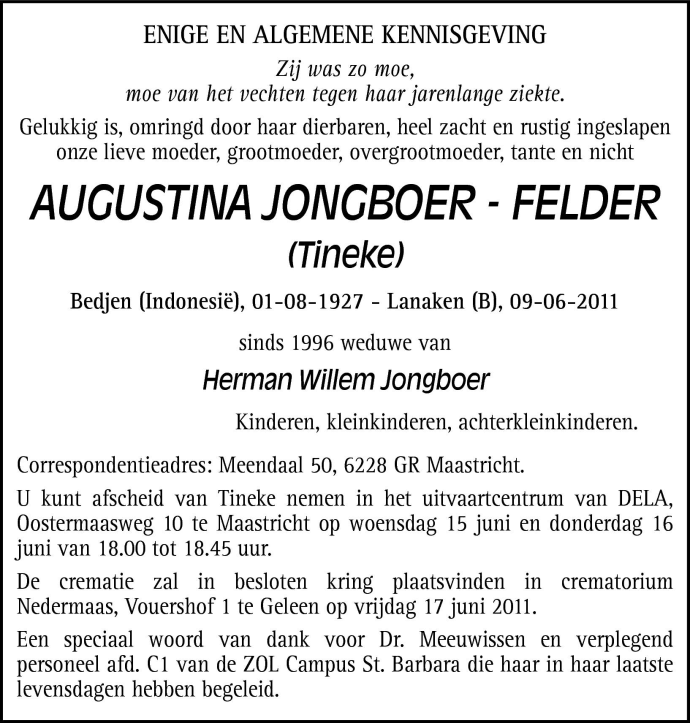 Augustina Jongboer - Felder