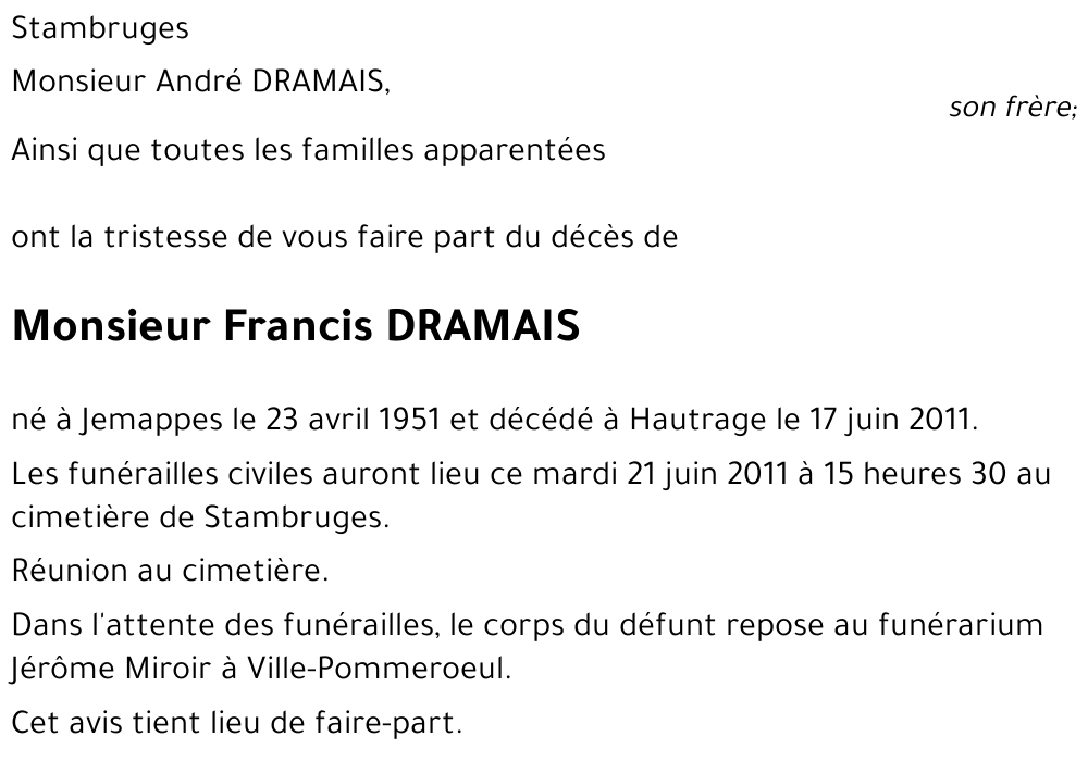 Francis DRAMAIS