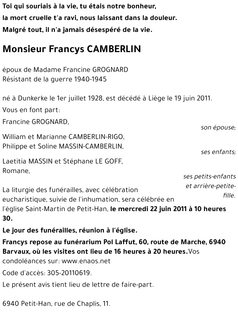 Francys CAMBERLIN