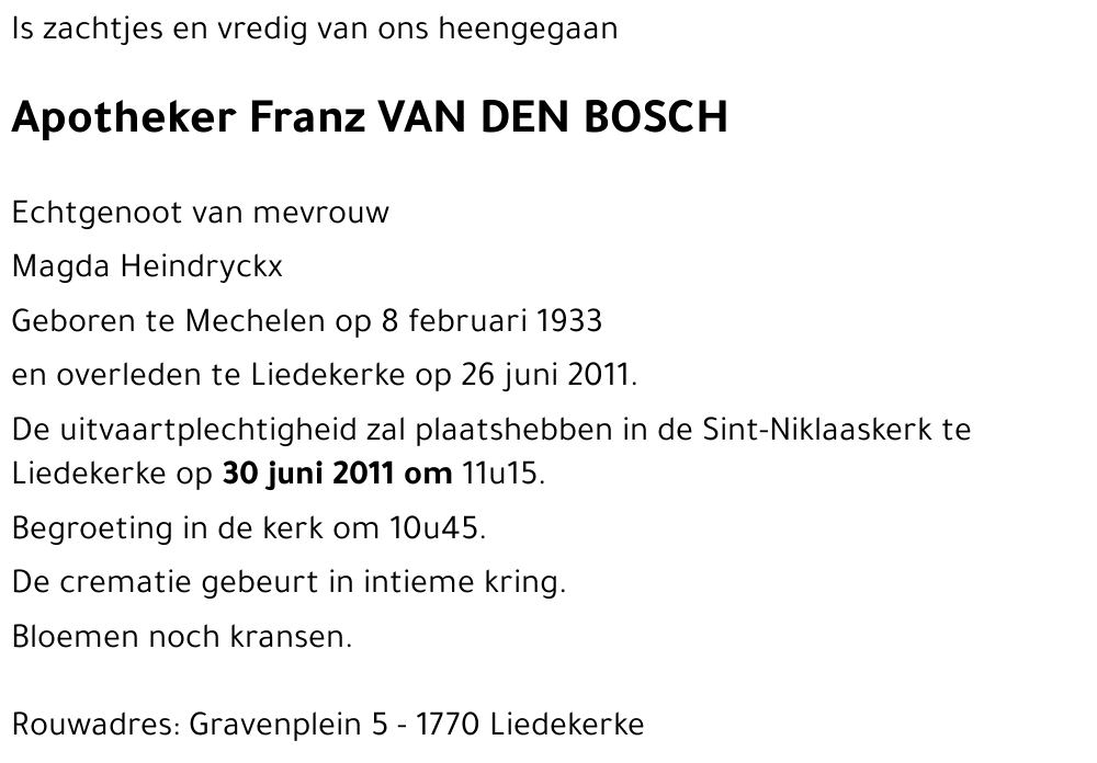 Franz VAN DEN BOSCH